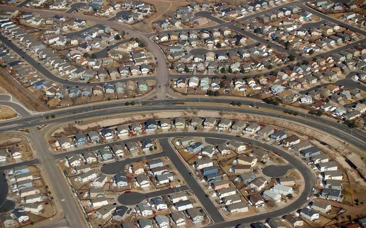 Aerial view showing off-market land parcels and road infrastructure